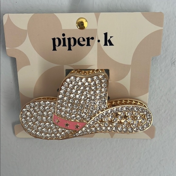 Piper Gold and Pink Cowboy Hat Hair Clip - Picture 3 of 6